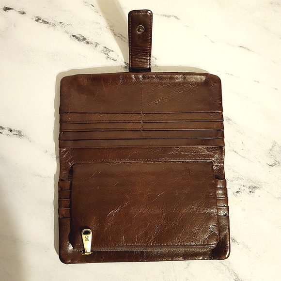 Unique HOBO Brown Quilted Pattern Leather Wallet With Wanderlust Lining - Picture 6 of 10